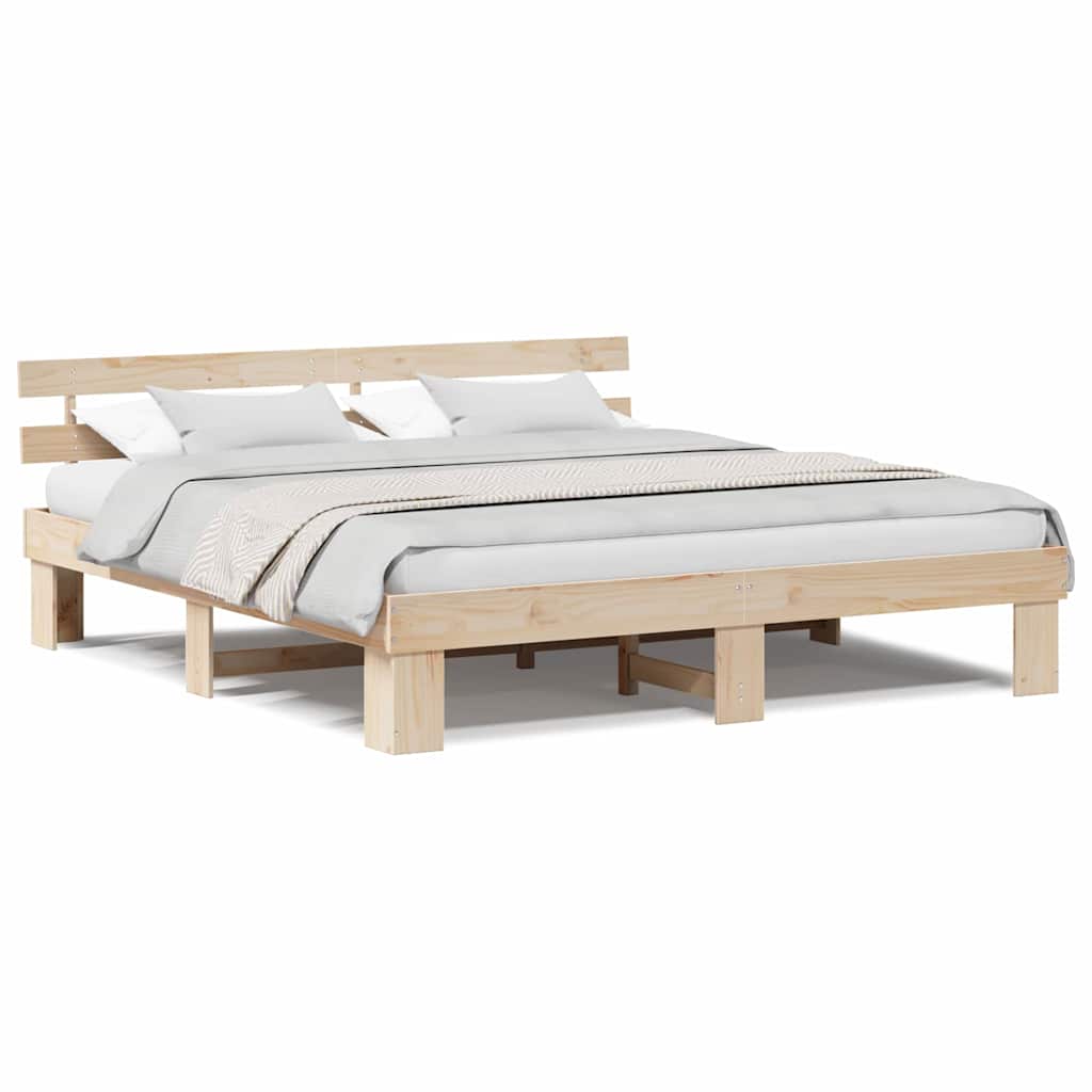 vidaXL Struttura del letto Marrone 200 x 200 cm Legno massello di pino