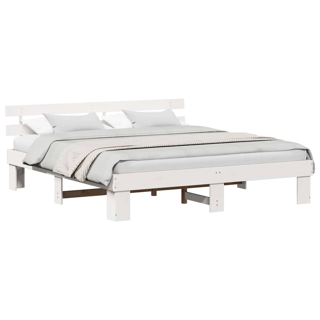 vidaXL Struttura del letto Bianco 200 x 200 cm Legno massello di pino
