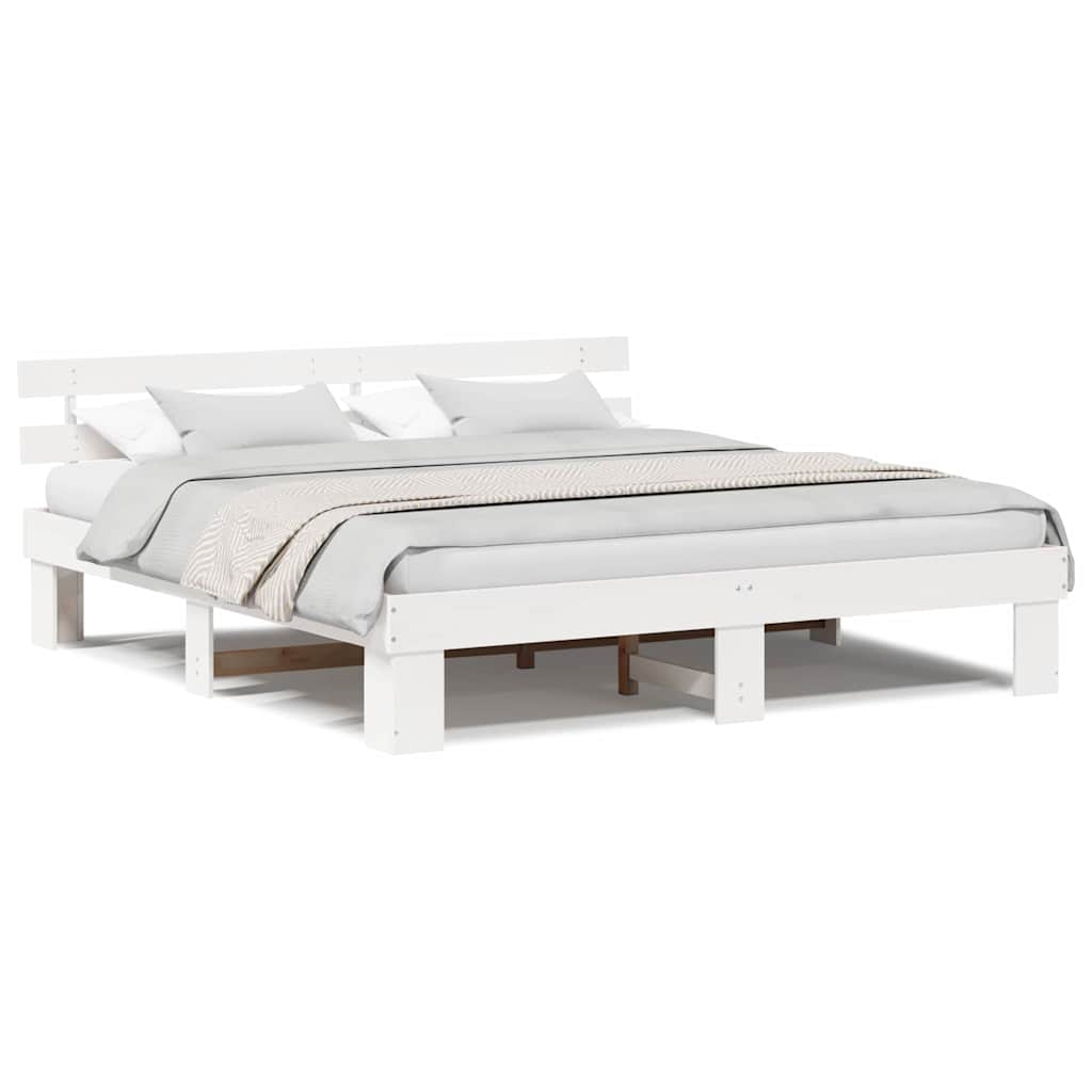 vidaXL Struttura del letto Bianco 200 x 200 cm Legno massello di pino