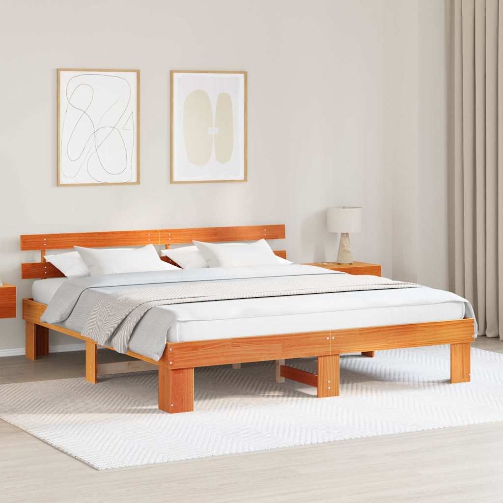 vidaXL Struttura del letto Marrone 200 x 200 cm Legno massello di pino