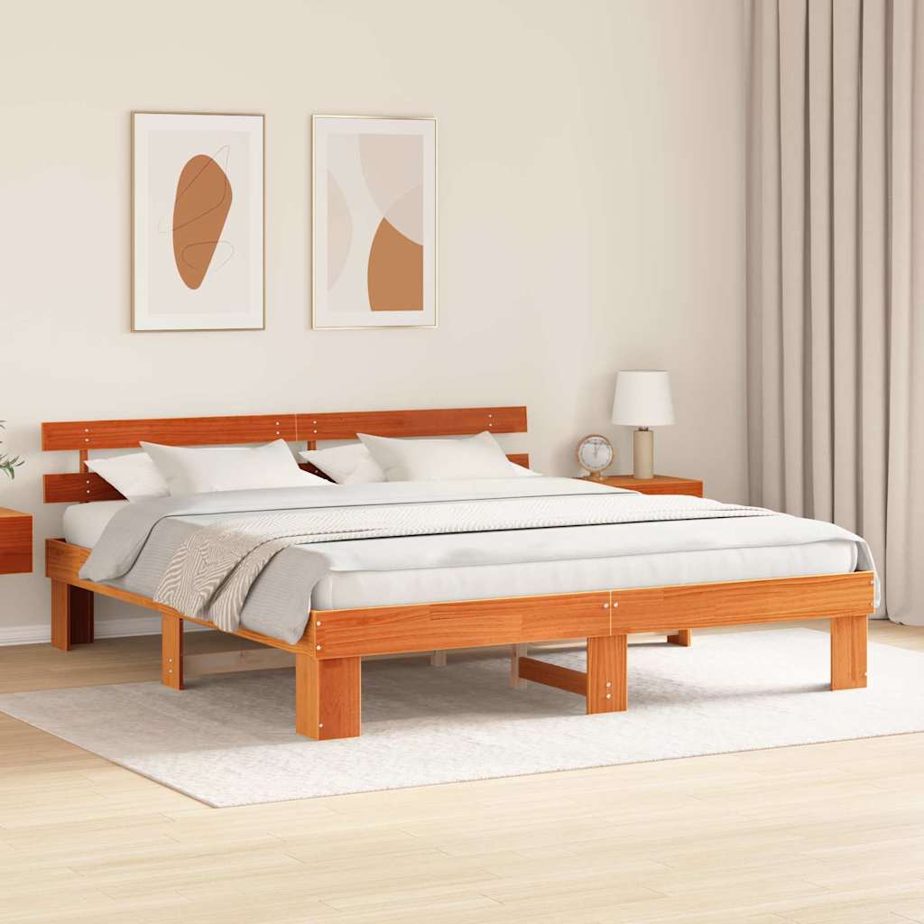 vidaXL Struttura del letto Marrone 200 x 200 cm Legno massello di pino