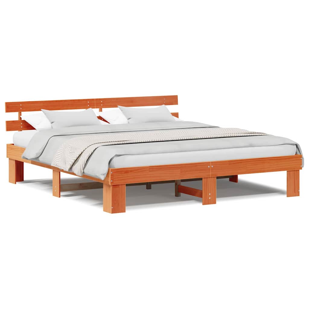 vidaXL Struttura del letto Marrone 200 x 200 cm Legno massello di pino