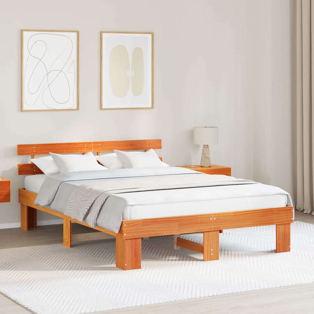 vidaXL Struttura del letto Marrone 150 x 200 cm Legno massello di pino
