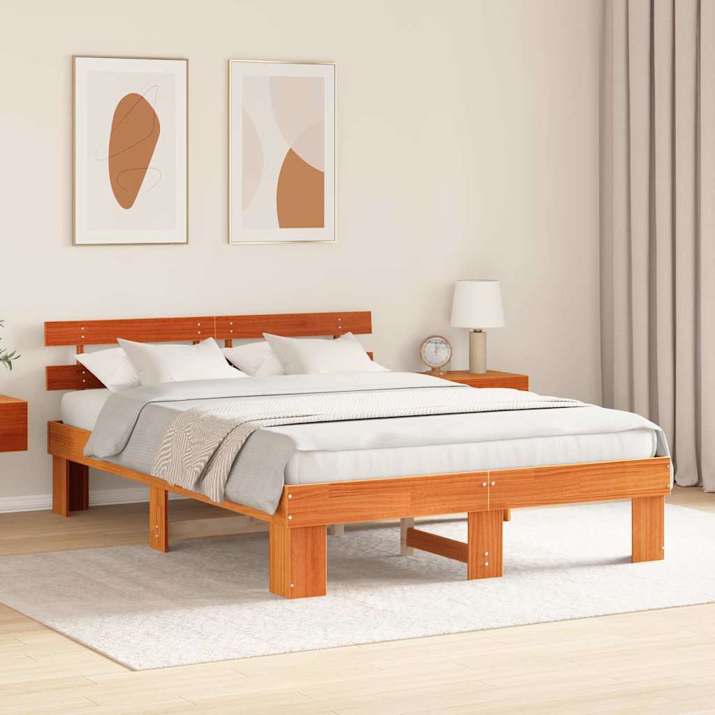 vidaXL Struttura del letto Marrone 150 x 200 cm Legno massello di pino