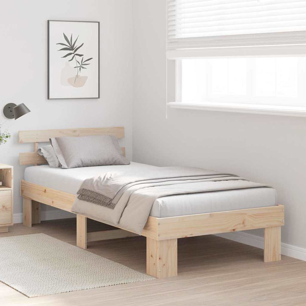 vidaXL Struttura del letto Marrone 75 x 190 cm Legno massello di pino