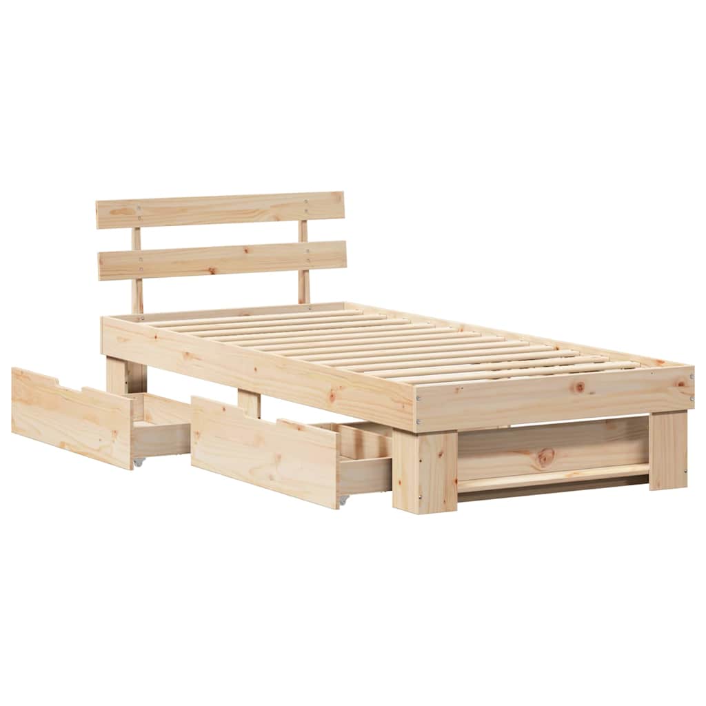 vidaXL Struttura del letto Marrone 90 x 200 cm Legno di pino massello