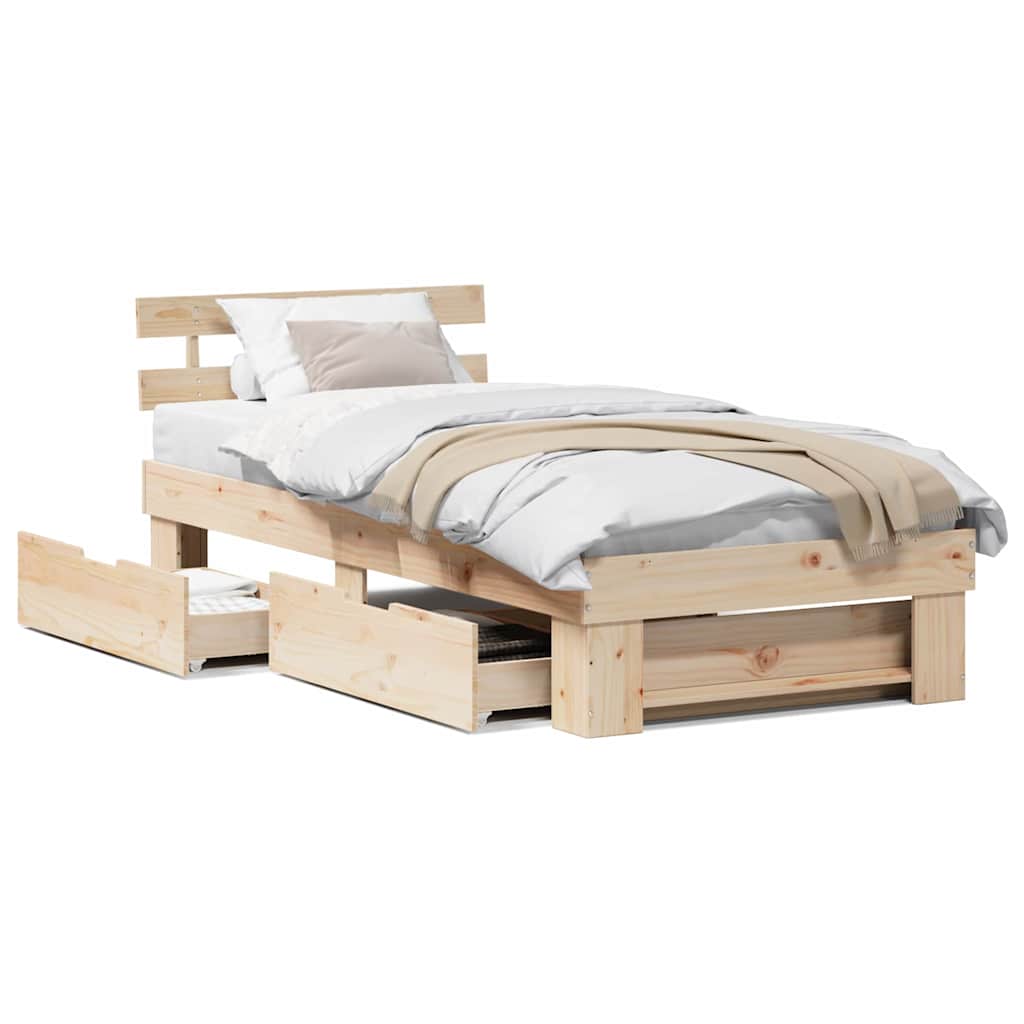 vidaXL Struttura del letto Marrone 90 x 200 cm Legno di pino massello