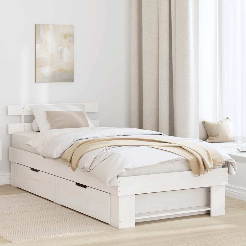 vidaXL Struttura del letto Bianco 90 x 200 cm Legno di pino massello