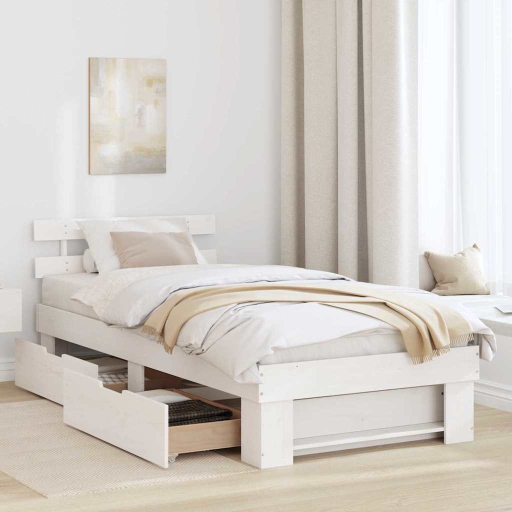 vidaXL Struttura del letto Bianco 90 x 190 cm Legno di pino massello