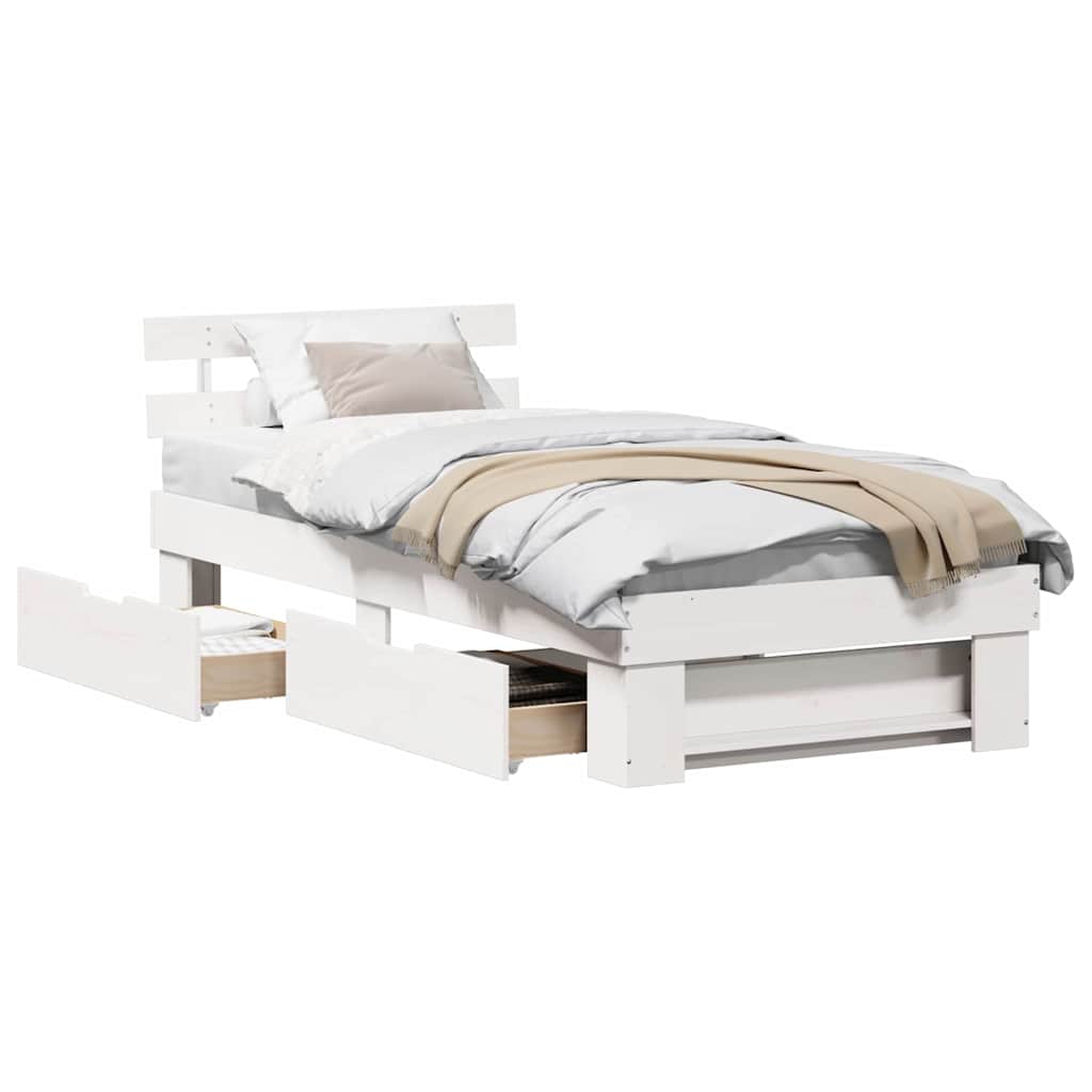 vidaXL Struttura del letto Bianco 90 x 190 cm Legno di pino massello