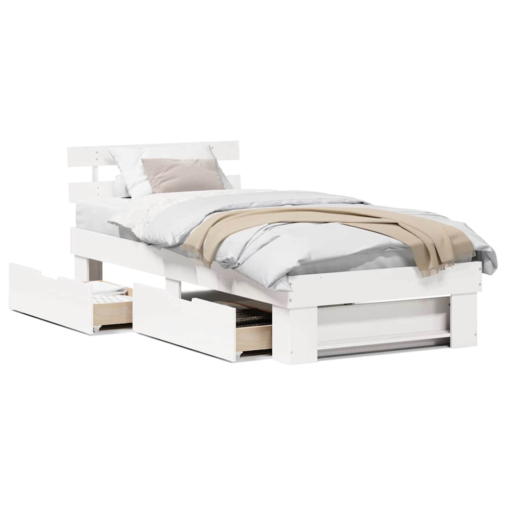 vidaXL Struttura del letto Bianco 90 x 190 cm Legno di pino massello