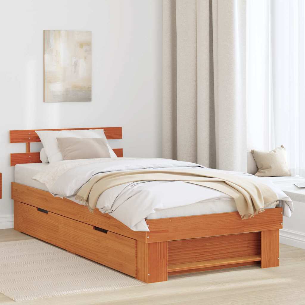 vidaXL Struttura del letto con testiera Cera marrone 90 x 190 cm