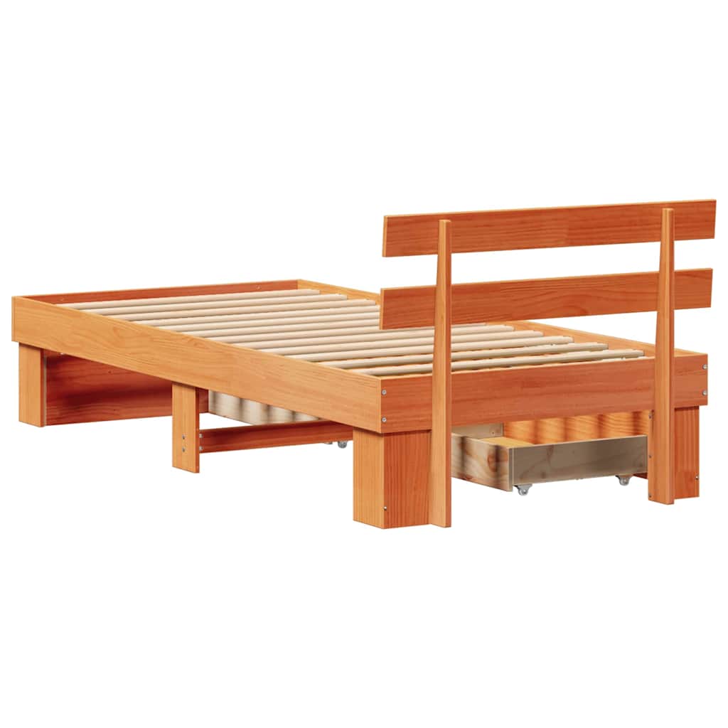 vidaXL Struttura del letto con testiera Cera marrone 90 x 190 cm