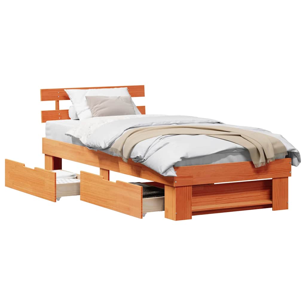 vidaXL Struttura del letto con testiera Cera marrone 90 x 190 cm