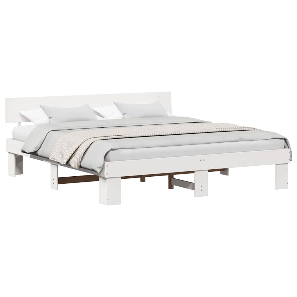 vidaXL Struttura del letto Bianco 180 x 200 cm Legno di pino massello