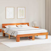 vidaXL Struttura del letto con testiera Cera marrone 180 x 200 cm