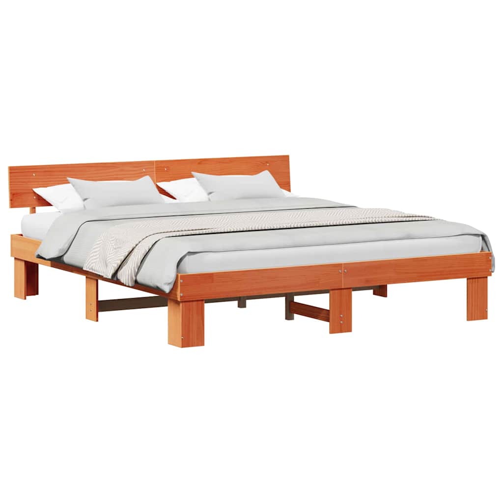 vidaXL Struttura del letto con testiera Cera marrone 180 x 200 cm