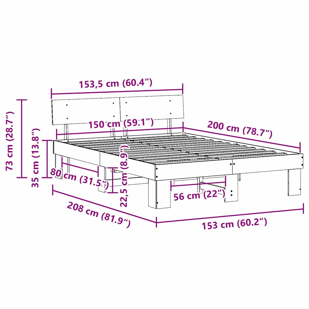 vidaXL Struttura del letto Bianco 150 x 200 cm Legno di pino massello
