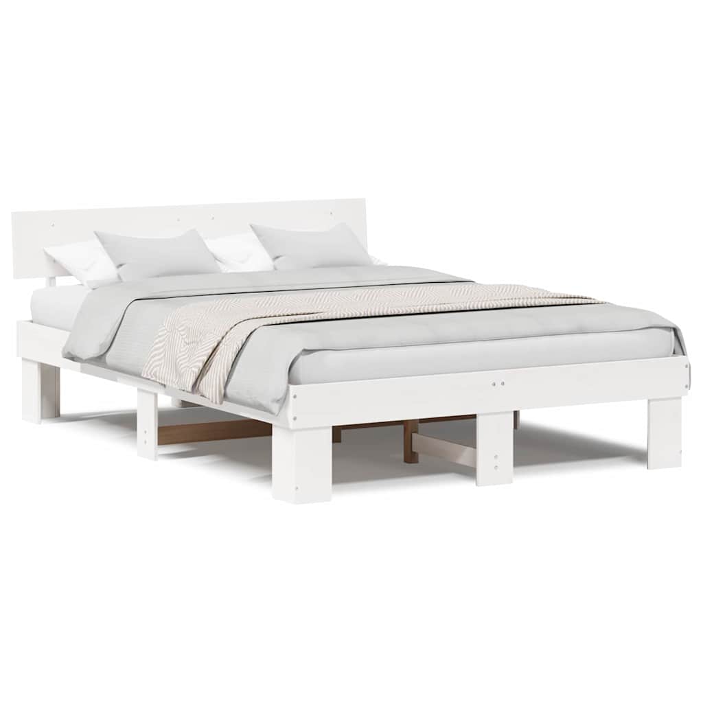 vidaXL Struttura del letto Bianco 150 x 200 cm Legno di pino massello