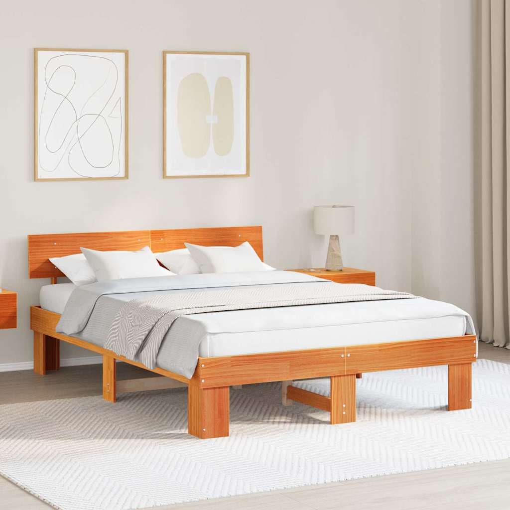 vidaXL Struttura del letto con testiera Cera marrone 150 x 200 cm