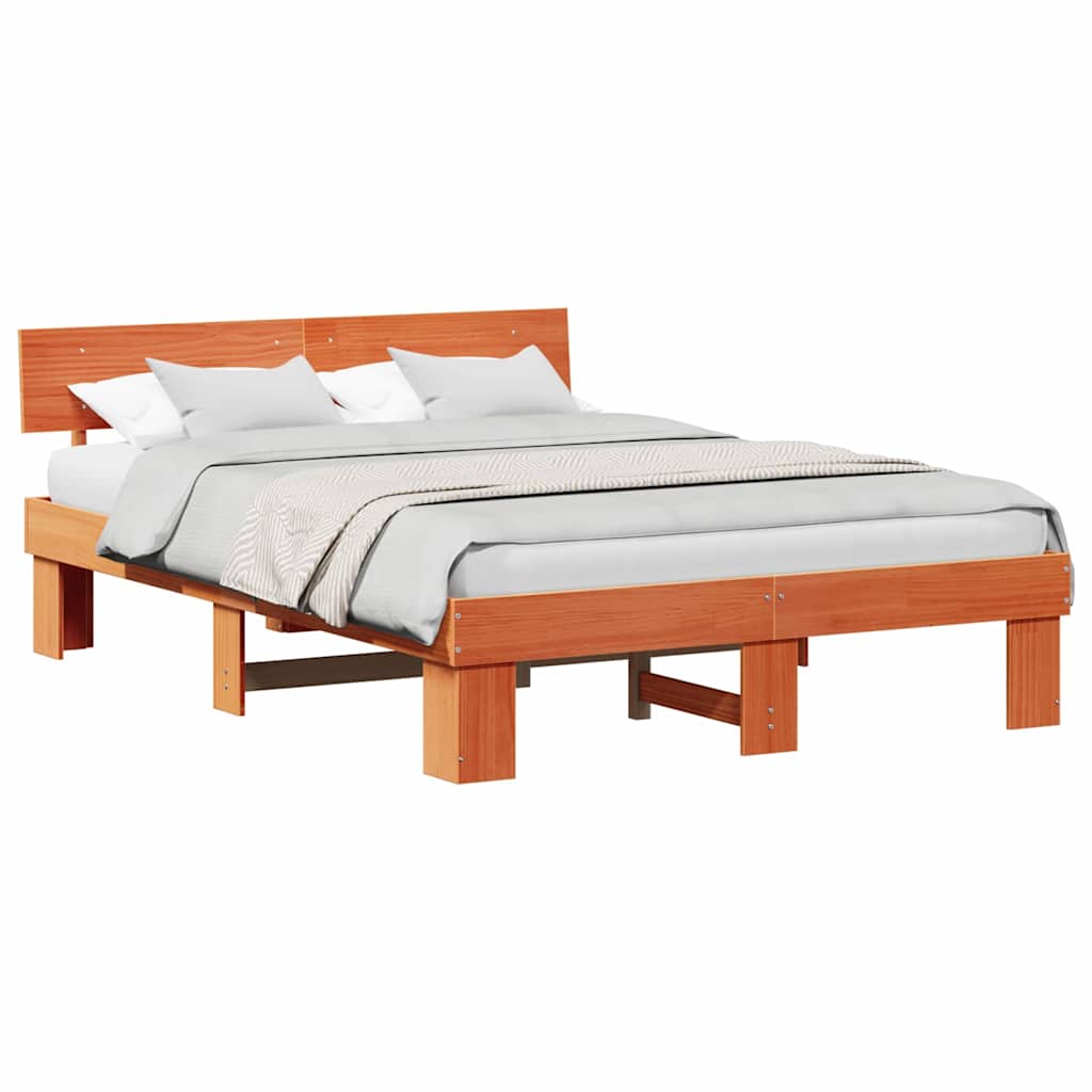 vidaXL Struttura del letto con testiera Cera marrone 150 x 200 cm