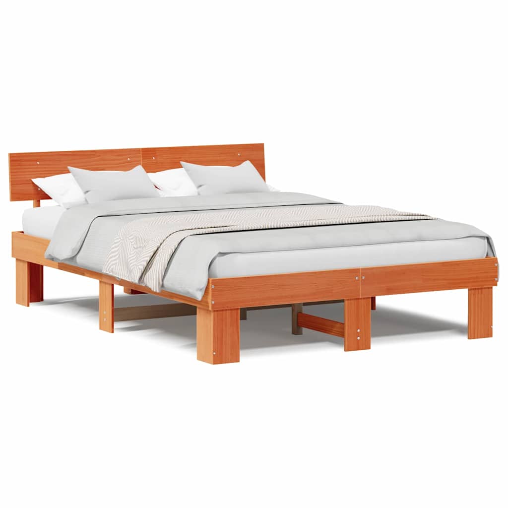 vidaXL Struttura del letto con testiera Cera marrone 150 x 200 cm