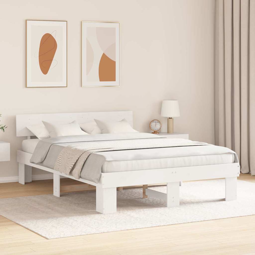 vidaXL Struttura del letto Bianco 140 x 200 cm Legno di pino massello