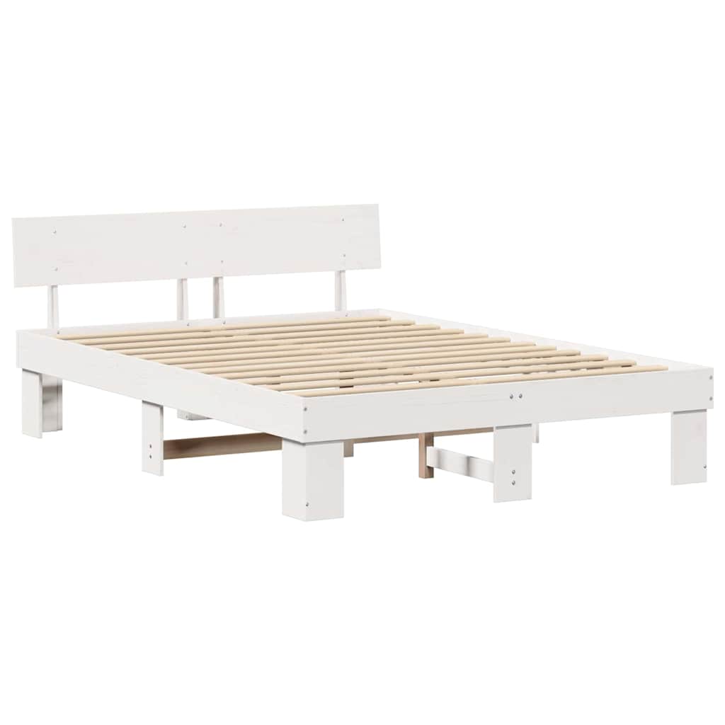 vidaXL Struttura del letto Bianco 140 x 200 cm Legno di pino massello