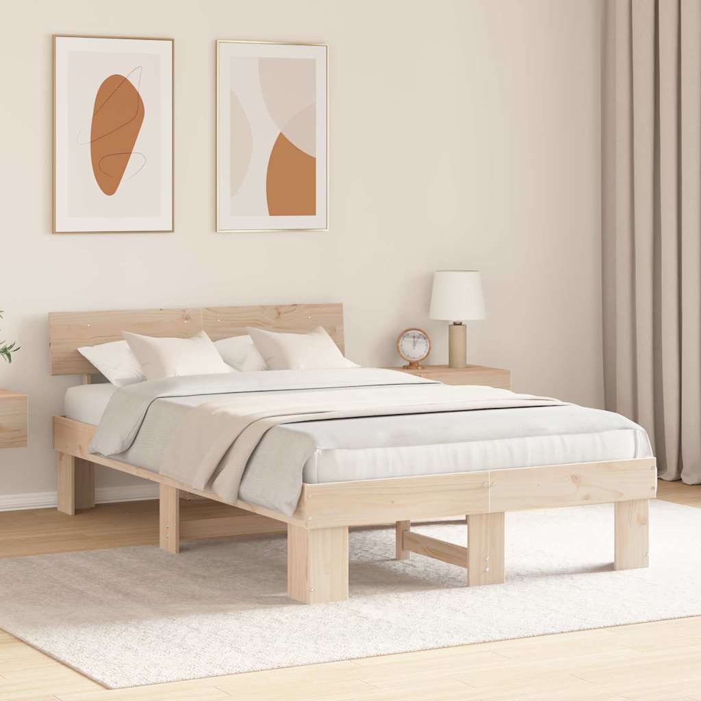 vidaXL Struttura del letto Marrone 140 x 190 cm Legno di pino massello