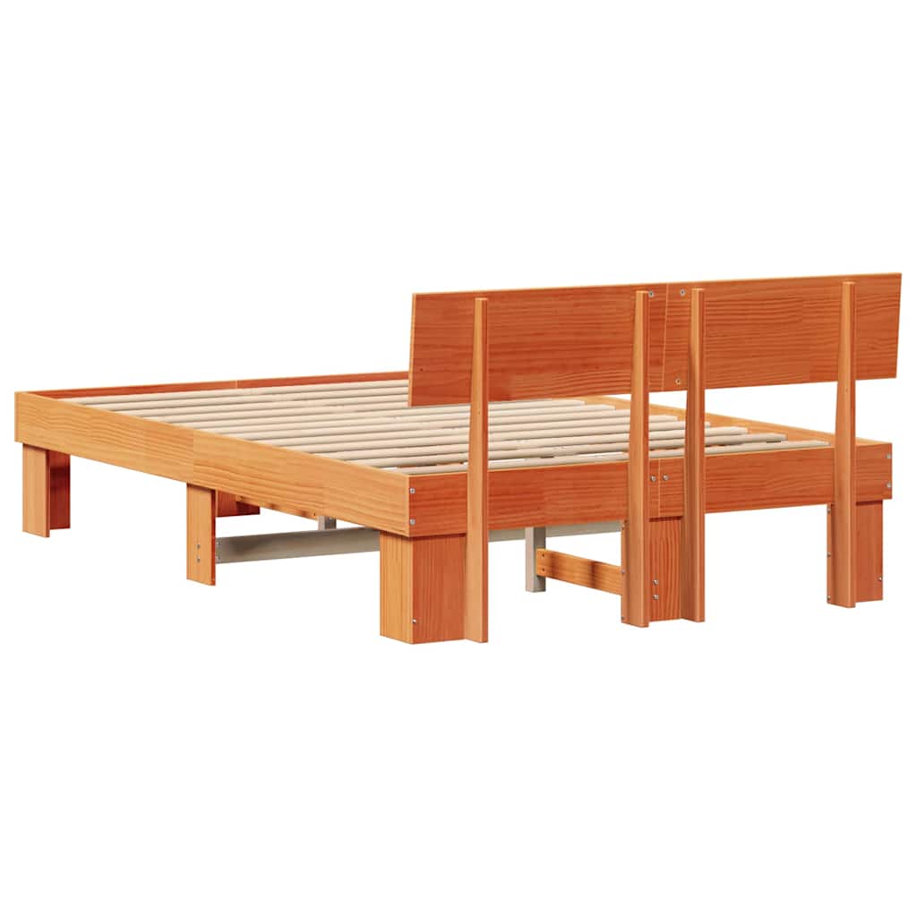 vidaXL Struttura del letto con testiera Cera marrone 140 x 190 cm