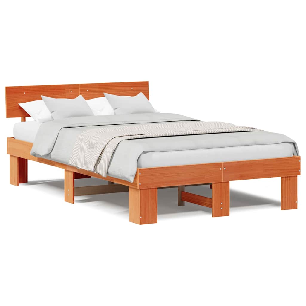 vidaXL Struttura del letto con testiera Cera marrone 140 x 190 cm
