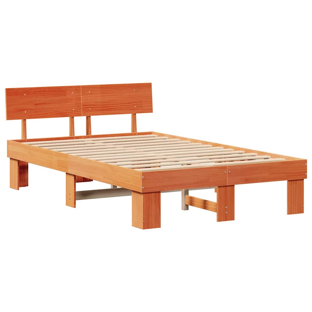 vidaXL Struttura del letto con testiera Cera marrone 135 x 190 cm