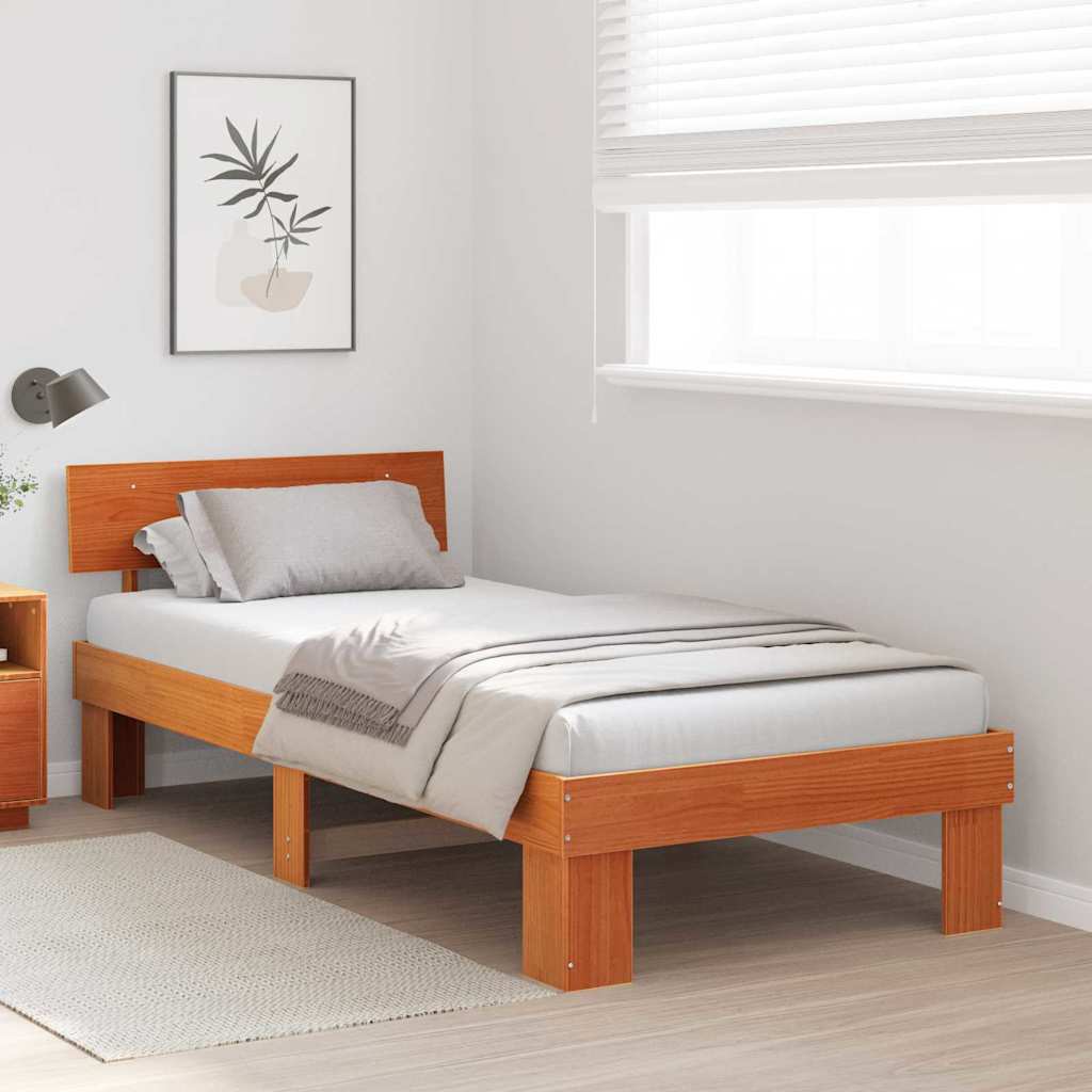 vidaXL Struttura del letto con testiera Cera marrone 90 x 190 cm
