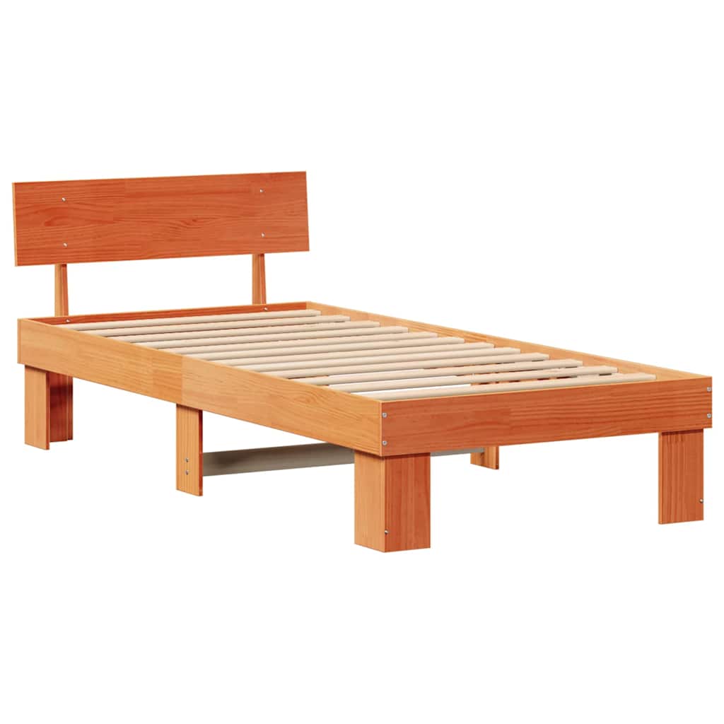 vidaXL Struttura del letto con testiera Cera marrone 90 x 190 cm