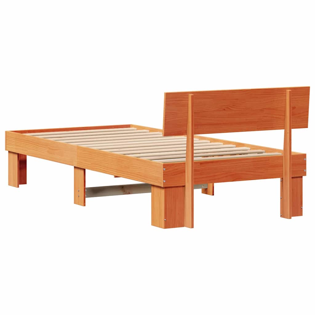 vidaXL Struttura del letto con testiera Cera marrone 90 x 190 cm