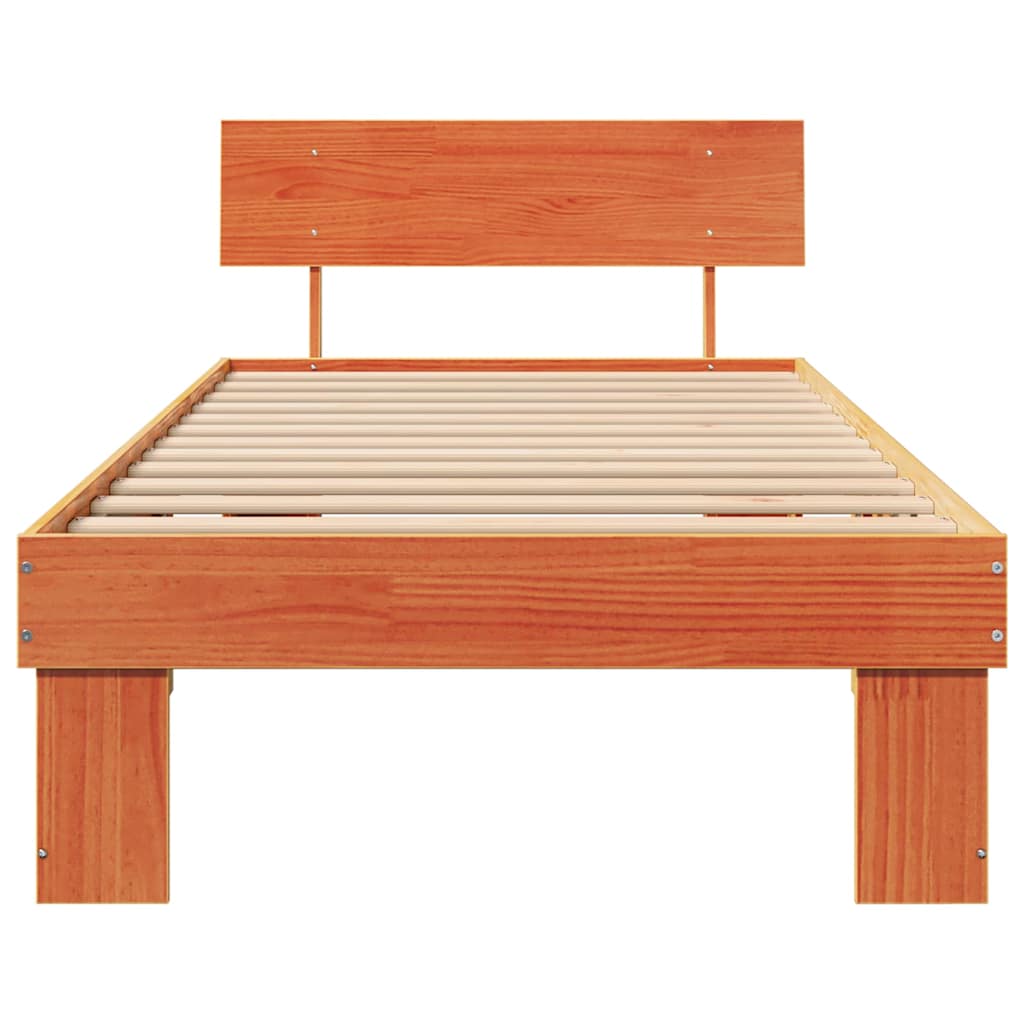 vidaXL Struttura del letto con testiera Cera marrone 90 x 190 cm