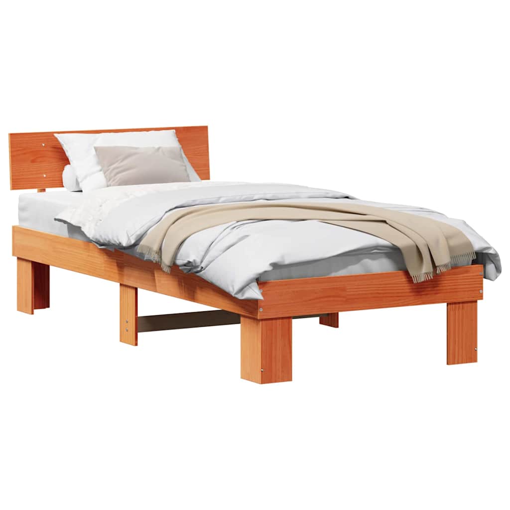 vidaXL Struttura del letto con testiera Cera marrone 90 x 190 cm