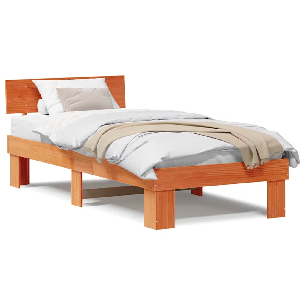 vidaXL Struttura del letto con testiera Cera marrone 90 x 190 cm