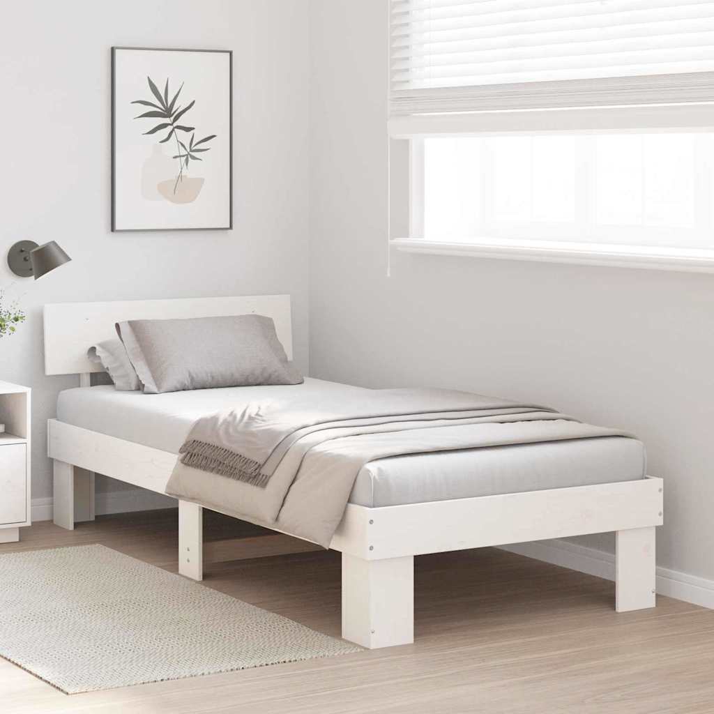 vidaXL Struttura del letto Bianco 75 x 190 cm Legno di pino massello