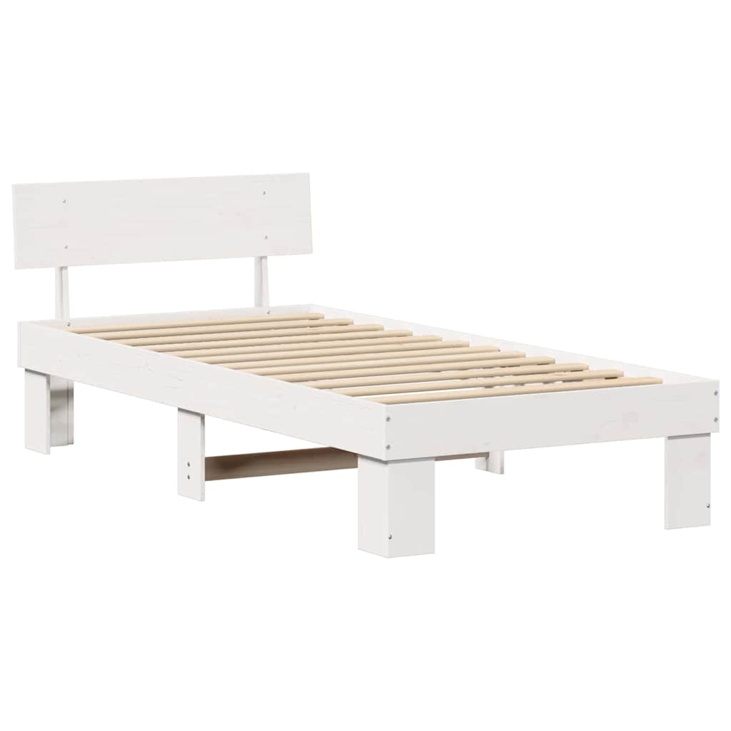 vidaXL Struttura del letto Bianco 75 x 190 cm Legno di pino massello