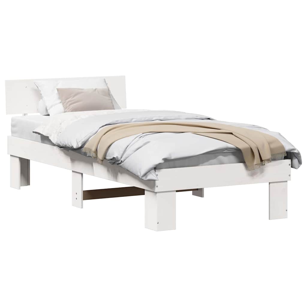 vidaXL Struttura del letto Bianco 75 x 190 cm Legno di pino massello