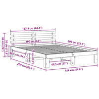 Struttura del letto Bianco 160 x 200 cm Pino massello 872603