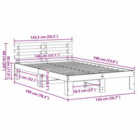 Struttura del letto Marrone cerato 140 x 190 cm Pino massello 872616
