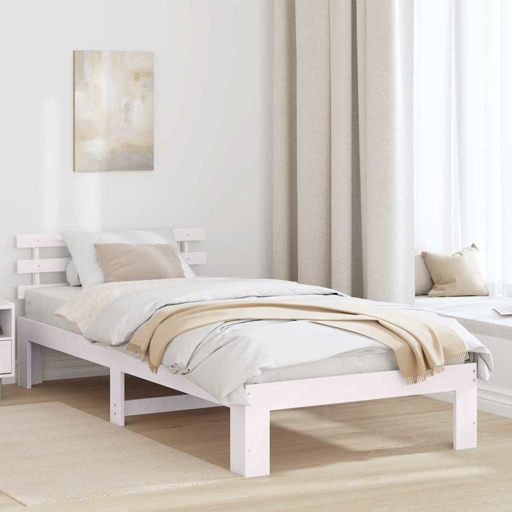 vidaXL Struttura del letto Bianco 75 x 190 cm Legno massello di pino