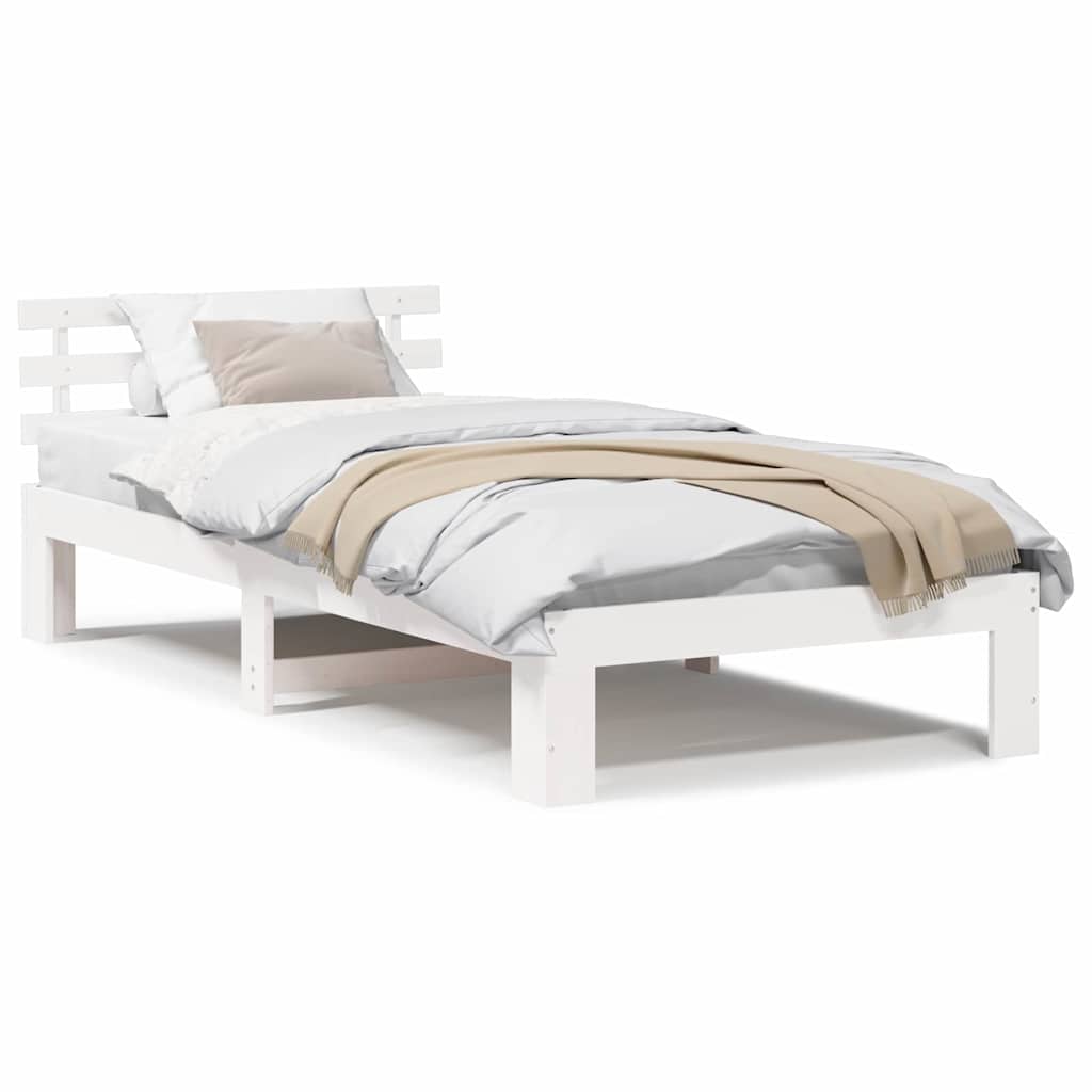 vidaXL Struttura del letto Bianco 75 x 190 cm Legno massello di pino