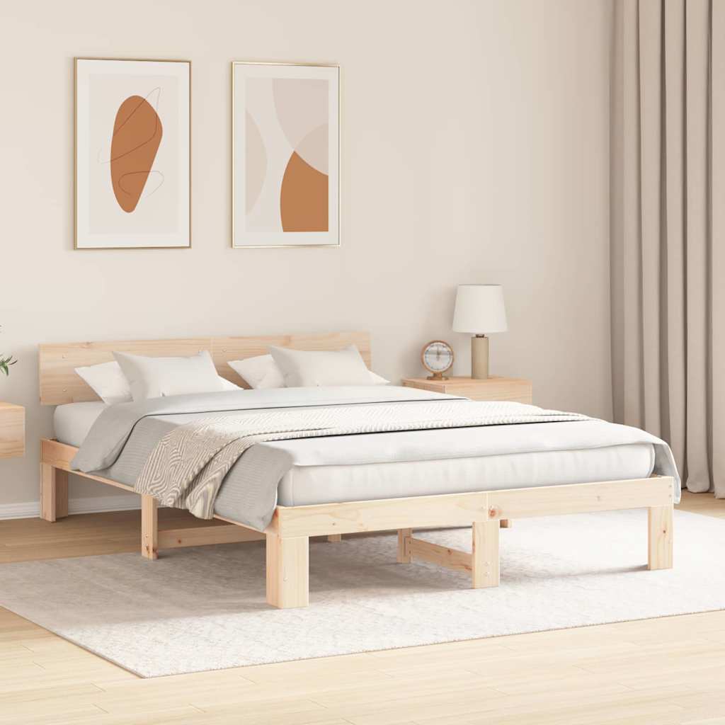 vidaXL Struttura del letto Marrone 140 x 200 cm Legno massello di pino