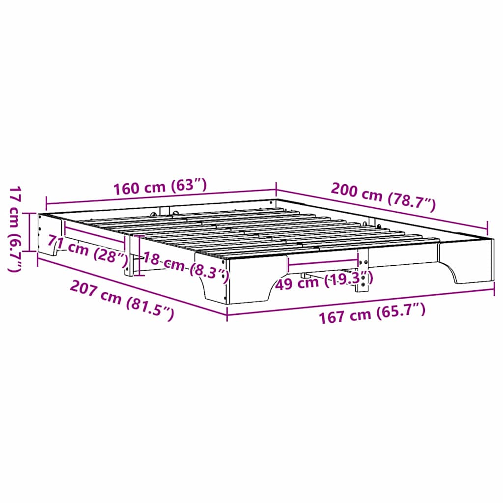 vidaXL Struttura del letto Bianco 207 x 167 x 17 cm