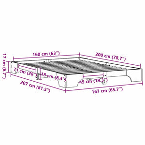 vidaXL Struttura del letto Bianco 207 x 167 x 17 cm
