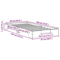 Struttura del letto Bianco 90 x 190 cm Pino massello 872885