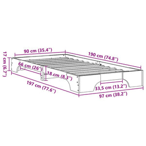 Struttura del letto Bianco 90 x 190 cm Pino massello 872885